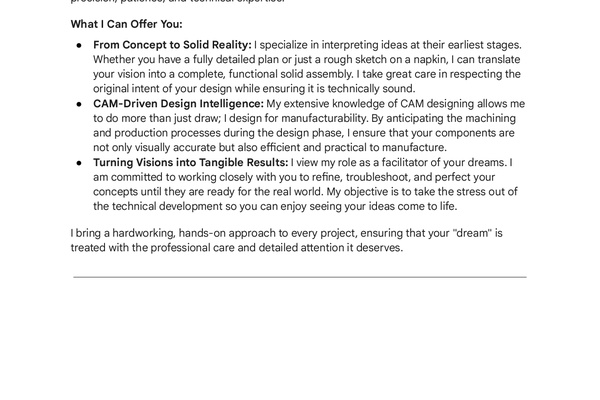 Design Engineer CAM Service Summary